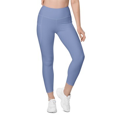 Purple blue high-waisted leggings with pockets up to 6XL