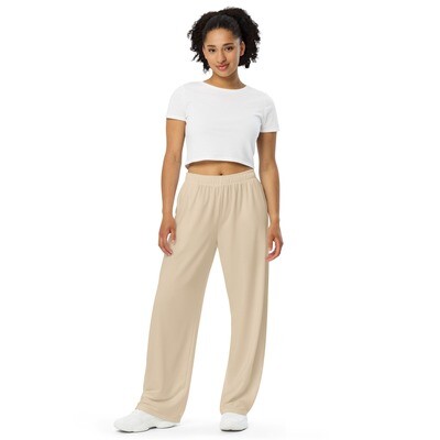 Champagne color women's wide-leg pants - palazzo pants - up to 6XL