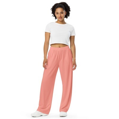 Peach color wide-leg pants with pockets up to 6XL