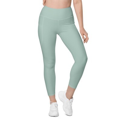 Opal green high waisted leggings with pockets up to 6XL