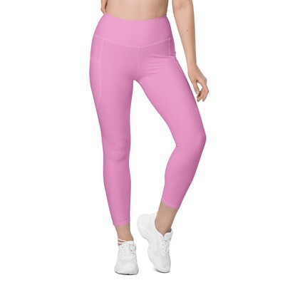 Purple pink high-waisted leggings with pockets up to 6XL