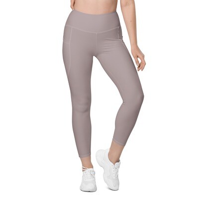 Pink grey high waisted leggings with pockets up to 6XL