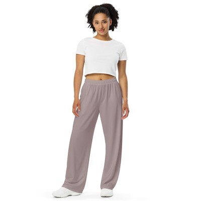 Pink grey women's wide-leg pants with pockets up to 6XL - pallazo pants