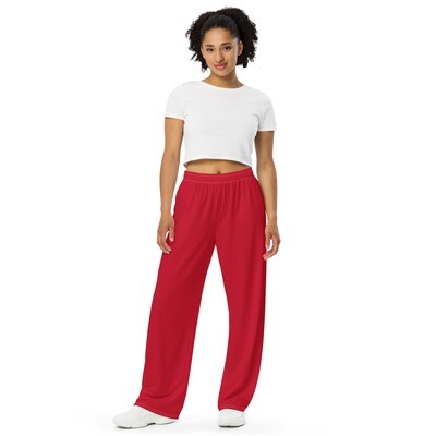 Red unisex wide-leg pants - Red palazzo pants - Wide pants with pockets in sizes 2XS-6XL