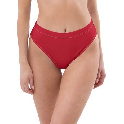 Red recycled high-waisted bikini bottom - Red bikini separates