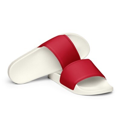 Red women's slides with white or black soles