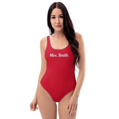 Personalized red one-piece swimsuit - Mrs swimsuit - Christmas swimsuit