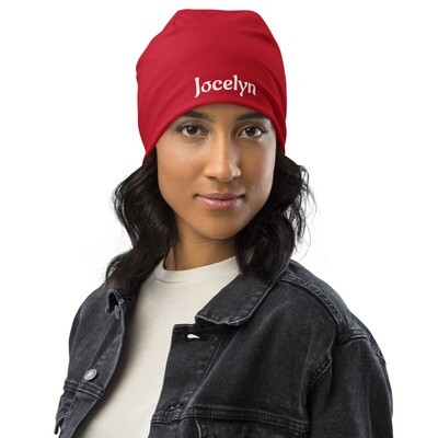 Personalized red unisex beanie