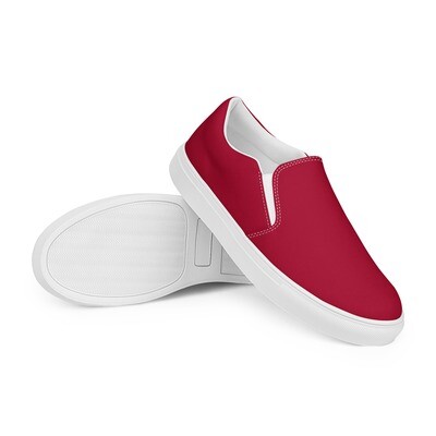 Women’s slip-on canvas shoes in deep red color