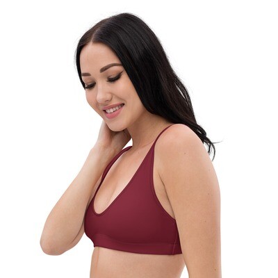 Burgundy red recycled padded bikini top up to 3XL