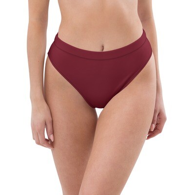 Burgundy red recycled high-waisted bikini bottom up to 3XL