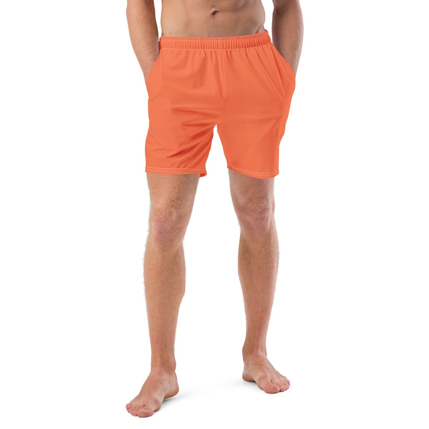Men's orange swim trunks in sizes 2XS-6XL