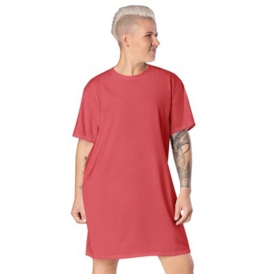 Retro red baggy t-shirt dress in sizes 2XS-6XL