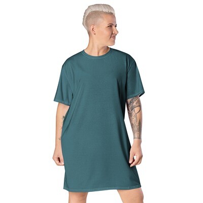 Retro petrol blue t-shirt dress - plus size baggy dress
