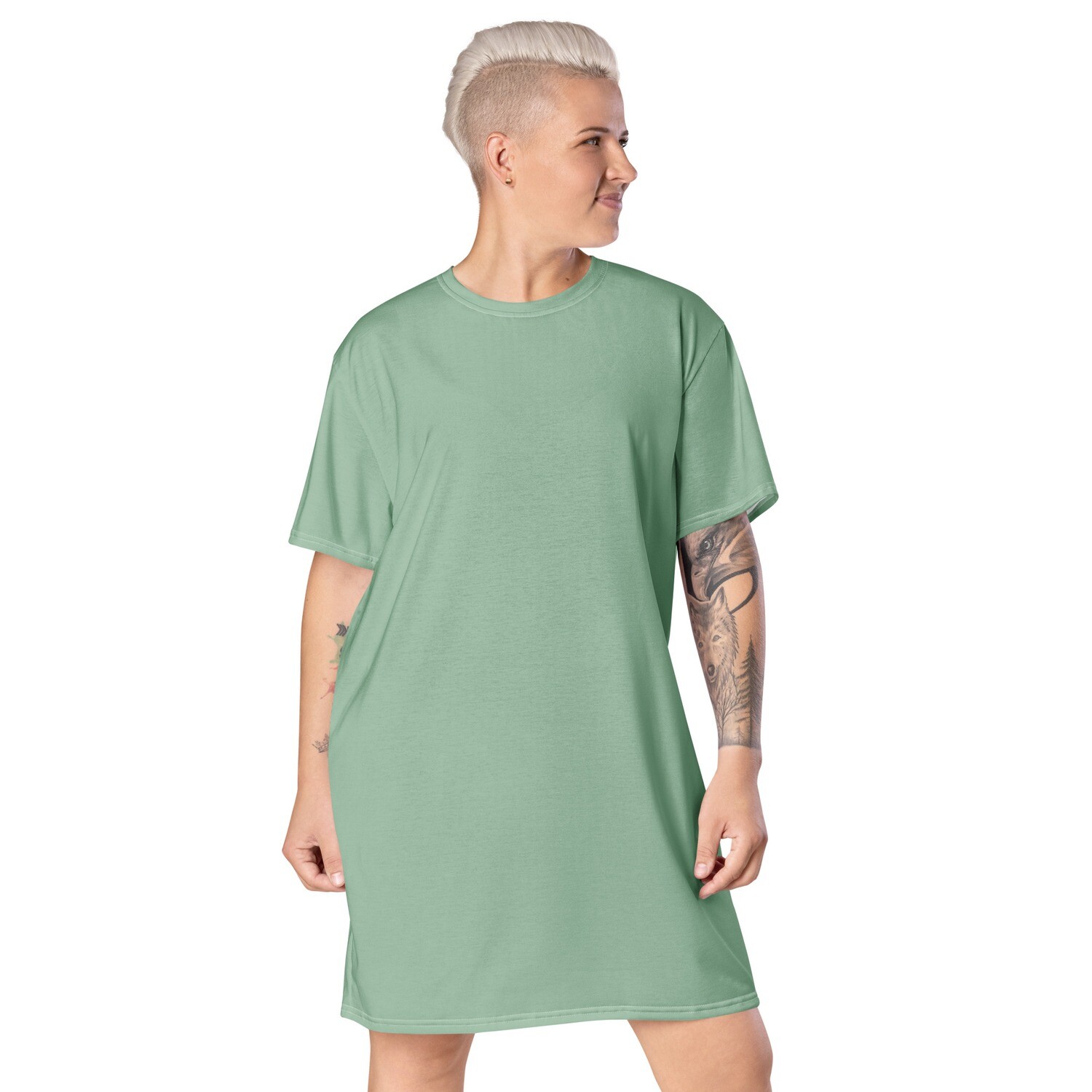 Pastel green short sleeve oversized t-shirt dress