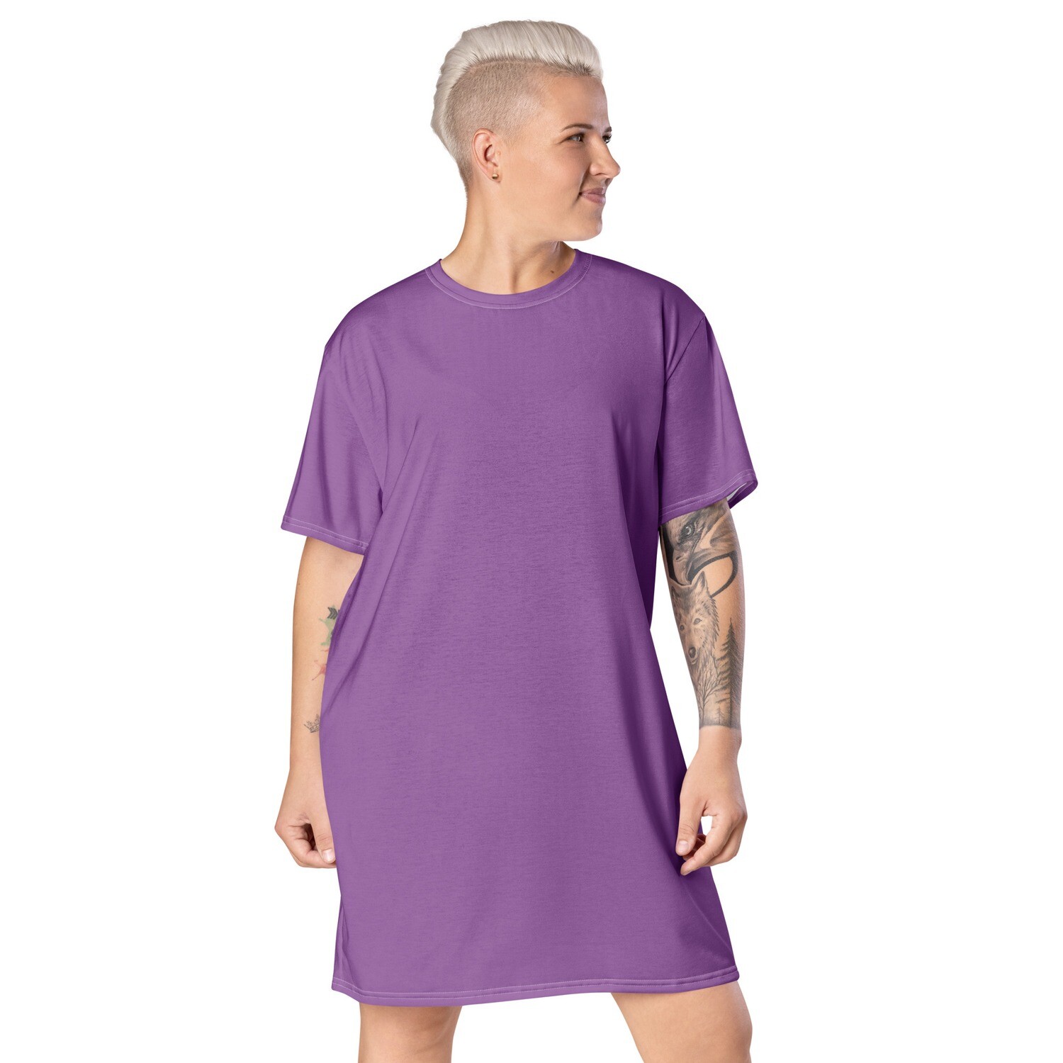 Purple baggy short sleeve t-shirt dress in sizes up to 6XL