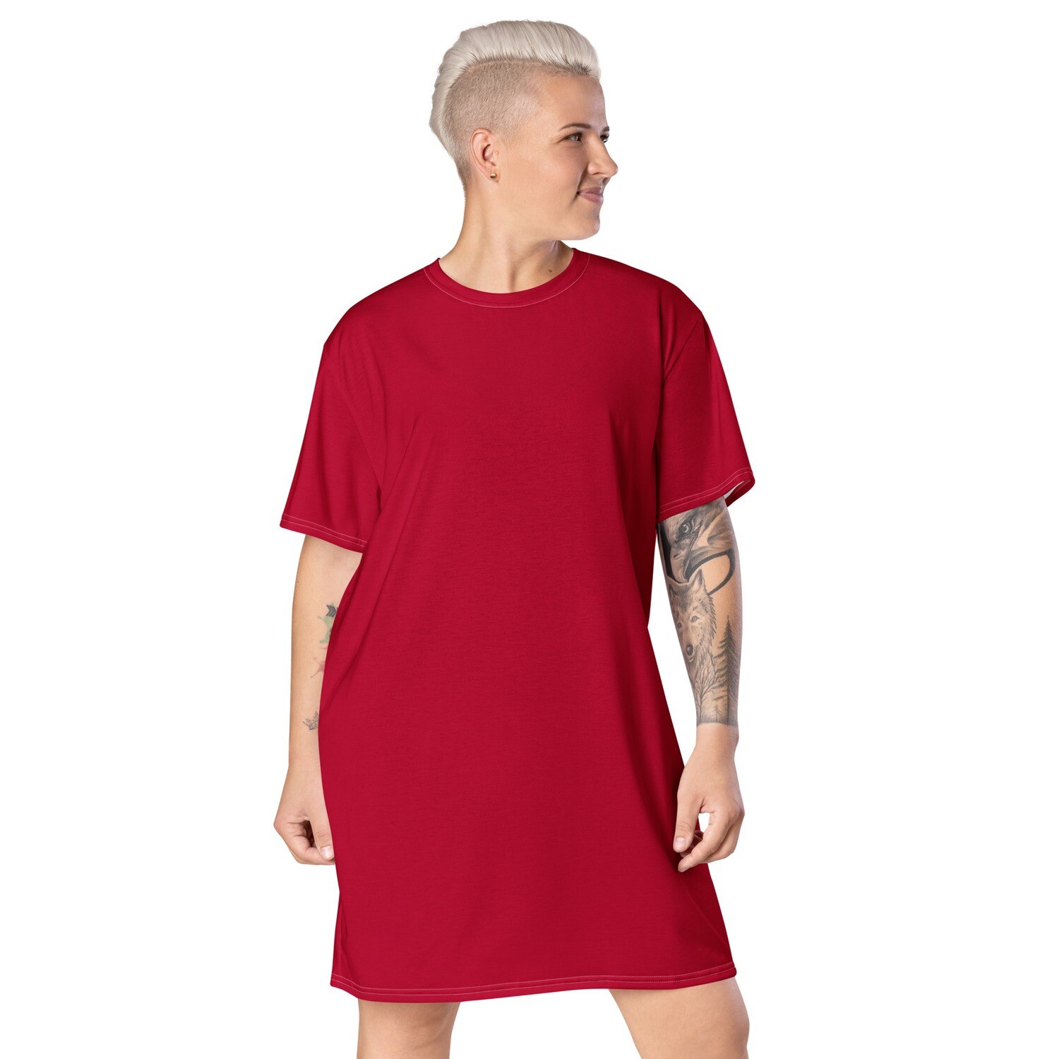 Hibiscus red t-shirt dress in sizes 2XS-6XL
