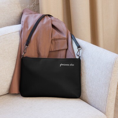 Personalized black faux leather crossbody bag
