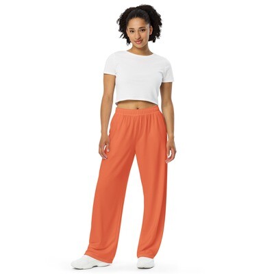 Orange unisex wide-leg pants with pockets up to 6XL