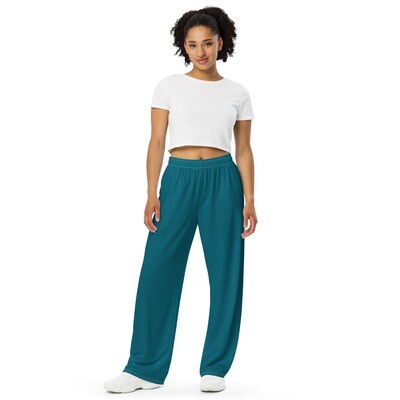 Turquoise unisex wide-leg pants with pockets up to 6XL