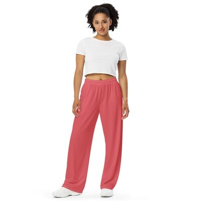Retro red unisex wide-leg pants with pockets up to 6XL