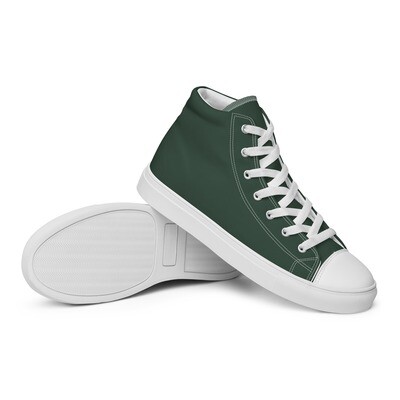 Men’s olive green high-top canvas shoes with white or black soles