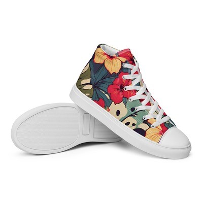 Women’s tropical high top canvas shoes with white or black soles