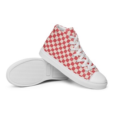 Women’s retro red checkered high top canvas shoes