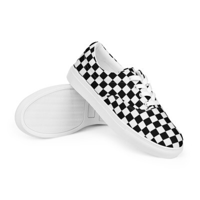 Men’s black and white lace-up canvas shoes