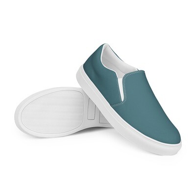 Women’s retro petrol blue slip-on canvas shoes