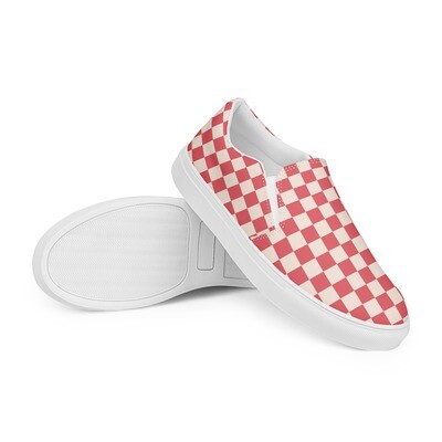 Women’s retro red checkered slip-on canvas shoes