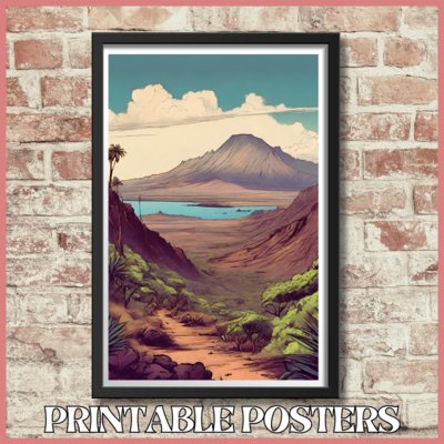 Printable retro art portrait of Haleakala National Park in Hawaii poster in 10 sizes (A3, 18x18'', 27x40'', etc.)