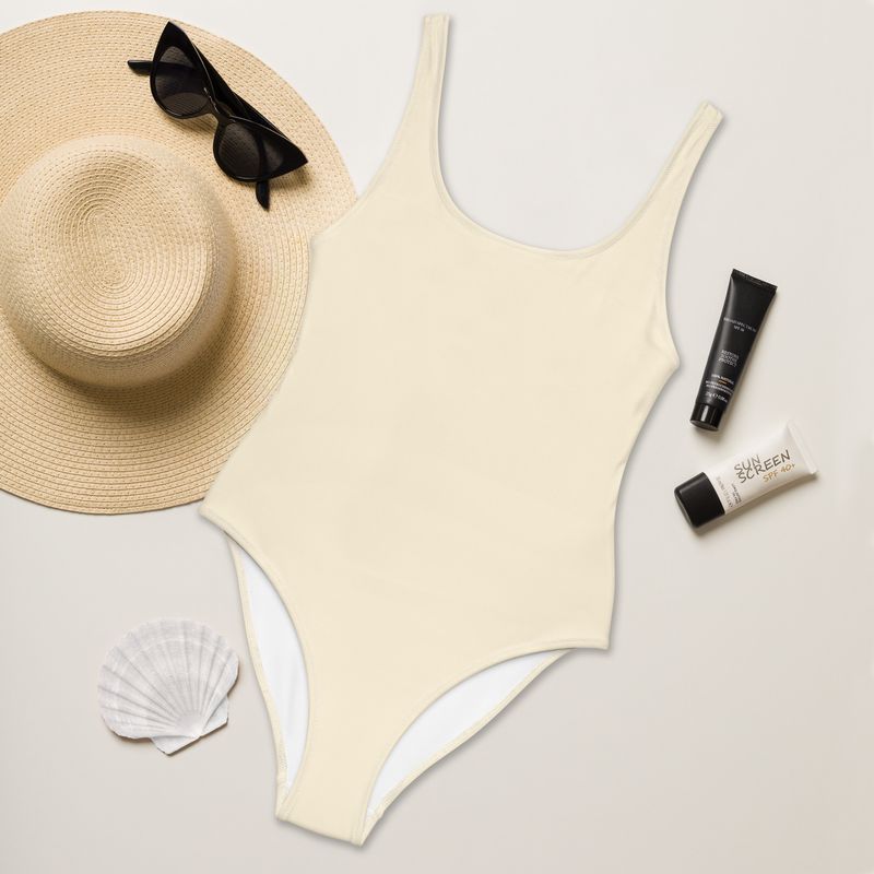 Retro pastel yellow one-piece swimsuit