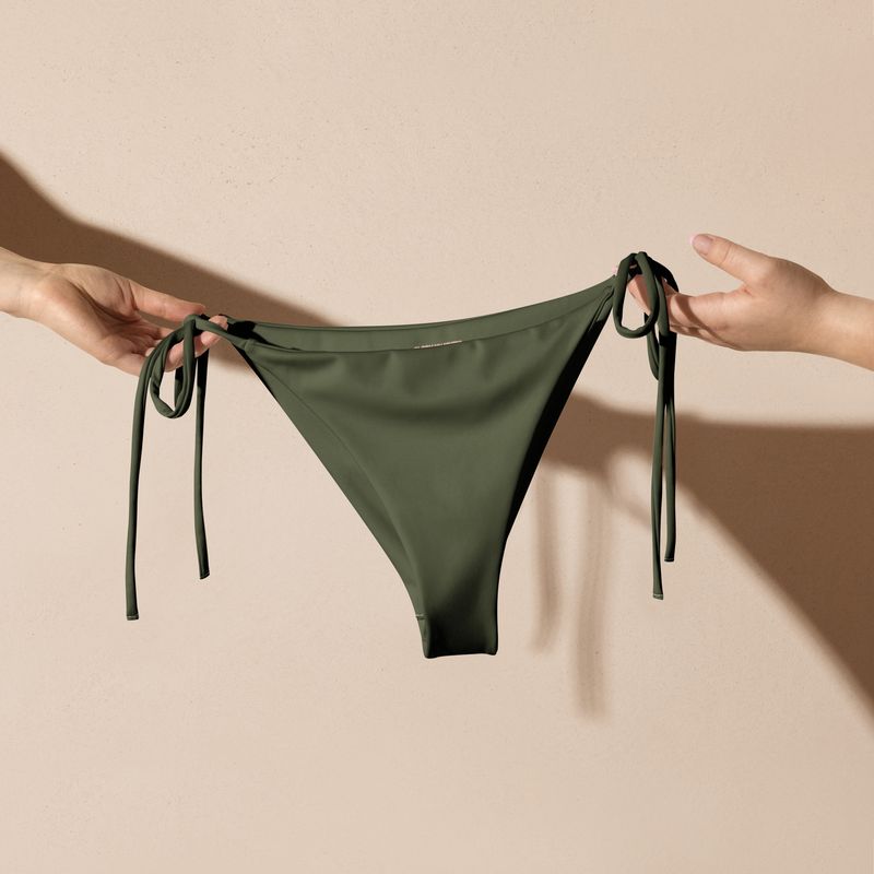 Olive green string bikini bottoms are timeless.