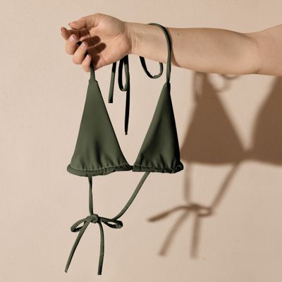 Olive green triangle bikini top