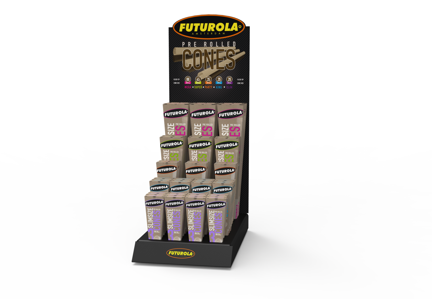 FUTUROLA PRE-ROLLED CONES DISPLAY BROWN