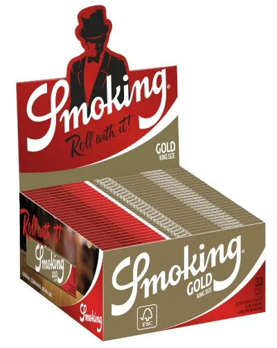 Rolling Paper Smoking Gold King Size. Display 50 Booklets