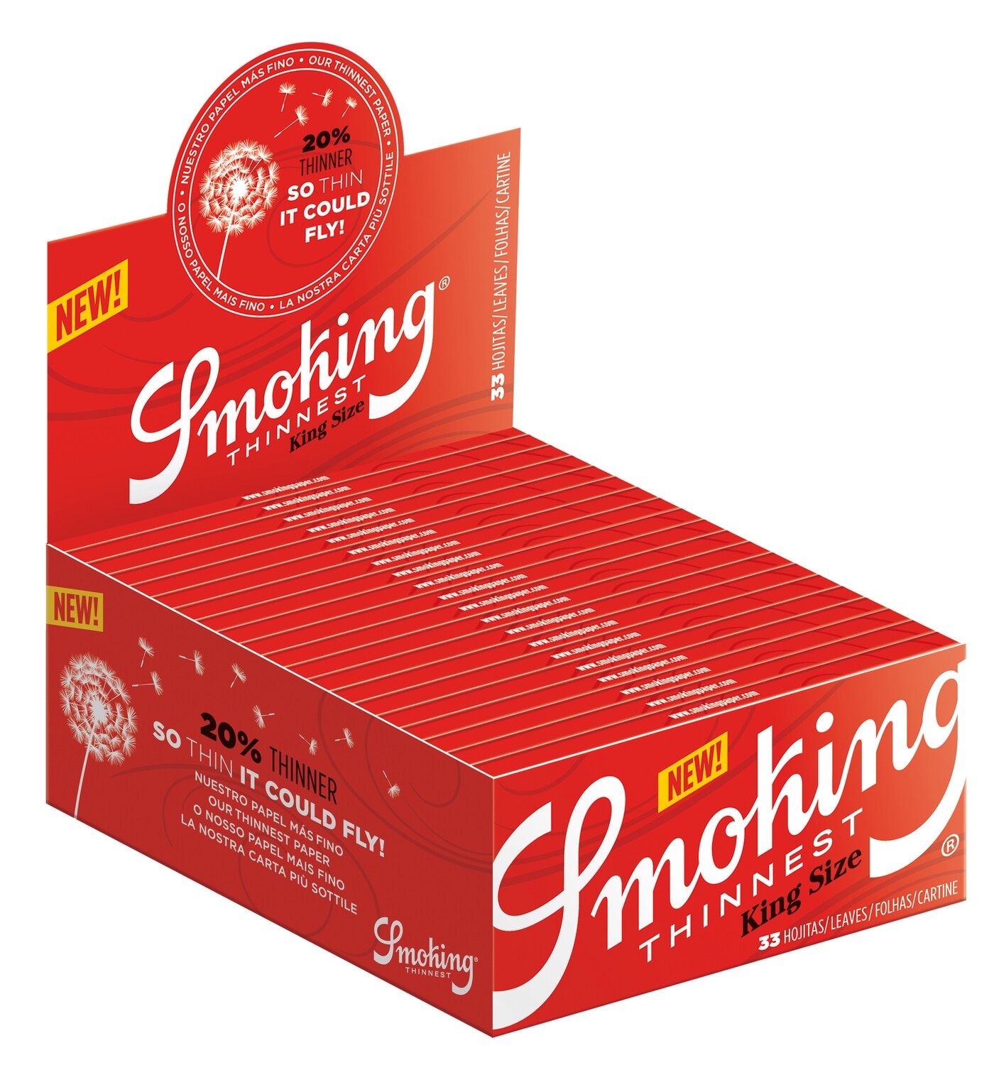 ROLLING PAPER SMOKING RED KING SIZE THINNEST 50 BOOKLETS OF 33 LEAVES