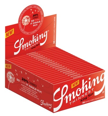 ROLLING PAPER SMOKING RED KING SIZE THINNEST 50 BOOKLETS OF 33 LEAVES