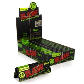 ROLLING PAPER RAW BLACK ORGANIC 1 1/4 24 BOOKLETS