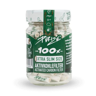 FILTROS PURIZE XTRA SLIM (100 UNIDADES / TARRO CRISTAL) BLANCO