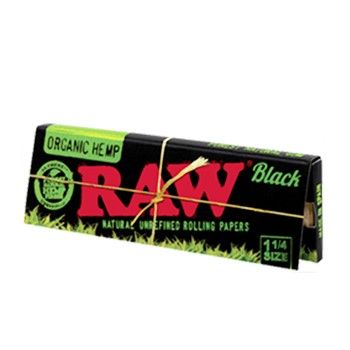 Rolling paper booklet RAW 1 1/4 BLACK ORGANIC . Hemp paper