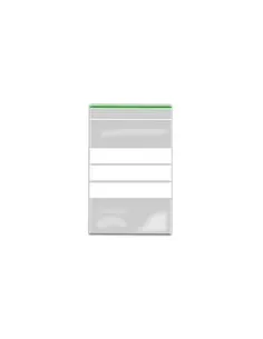 ZIP-LOCK BAG transparent 80 X 60 x 0.06 mm green line with white stripe to write on