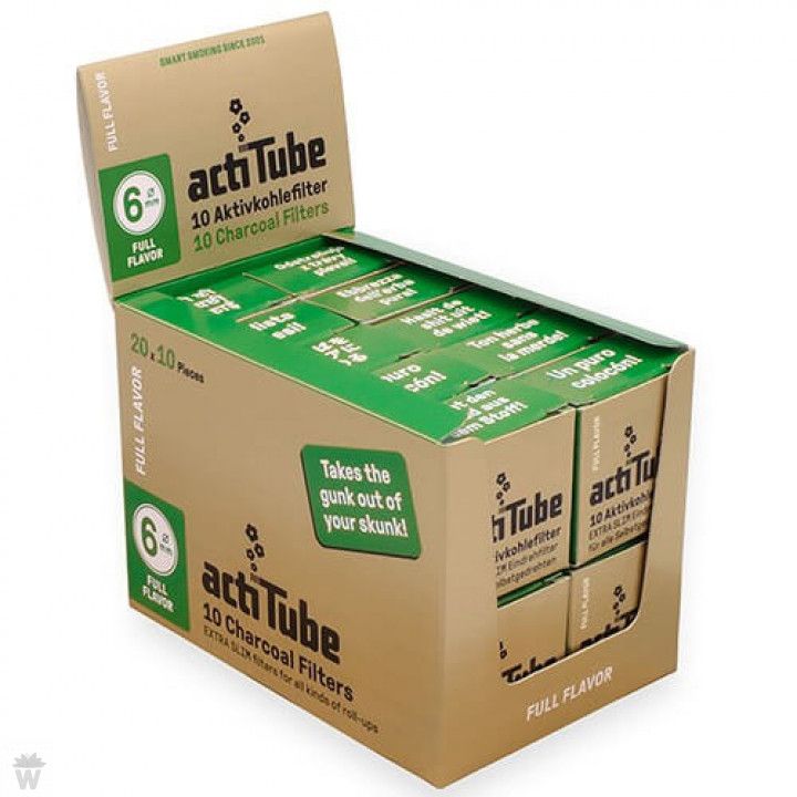 CHARCOAL FILTERS ACTITUBE EXTRA SLIM DISPLAY  10 BOXES of  20 UNITS