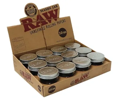 12 glass jar RAW MASON JAR 10 oz