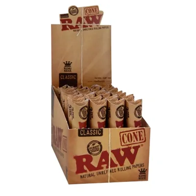 RAW  pre-rolled CONES BOX 32 packs (x3) 3PK CLASSIC