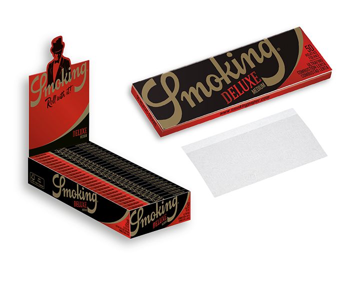 ROLLING PAPER SMOKING DE LUXE 1 1/4. 25 BOOKLETS 50 SHEETS