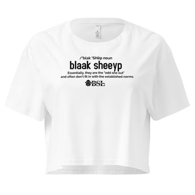 WOMEN&#39;S BLAAK SHEEYP LABEL (DEFINITION) COLLECTION CROP TOP (WHITE)