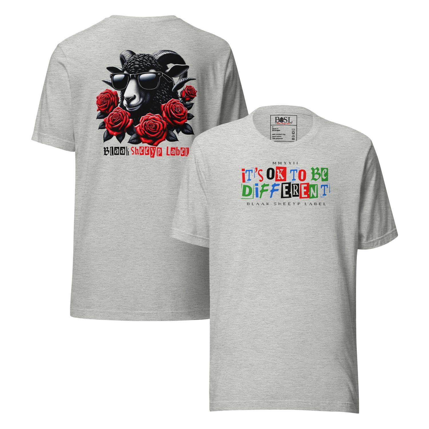 BLAAK SHEEYP LABEL (SOUTH DOWN) T SHIRT COLLECTION  FRONT/BACK (GREY)