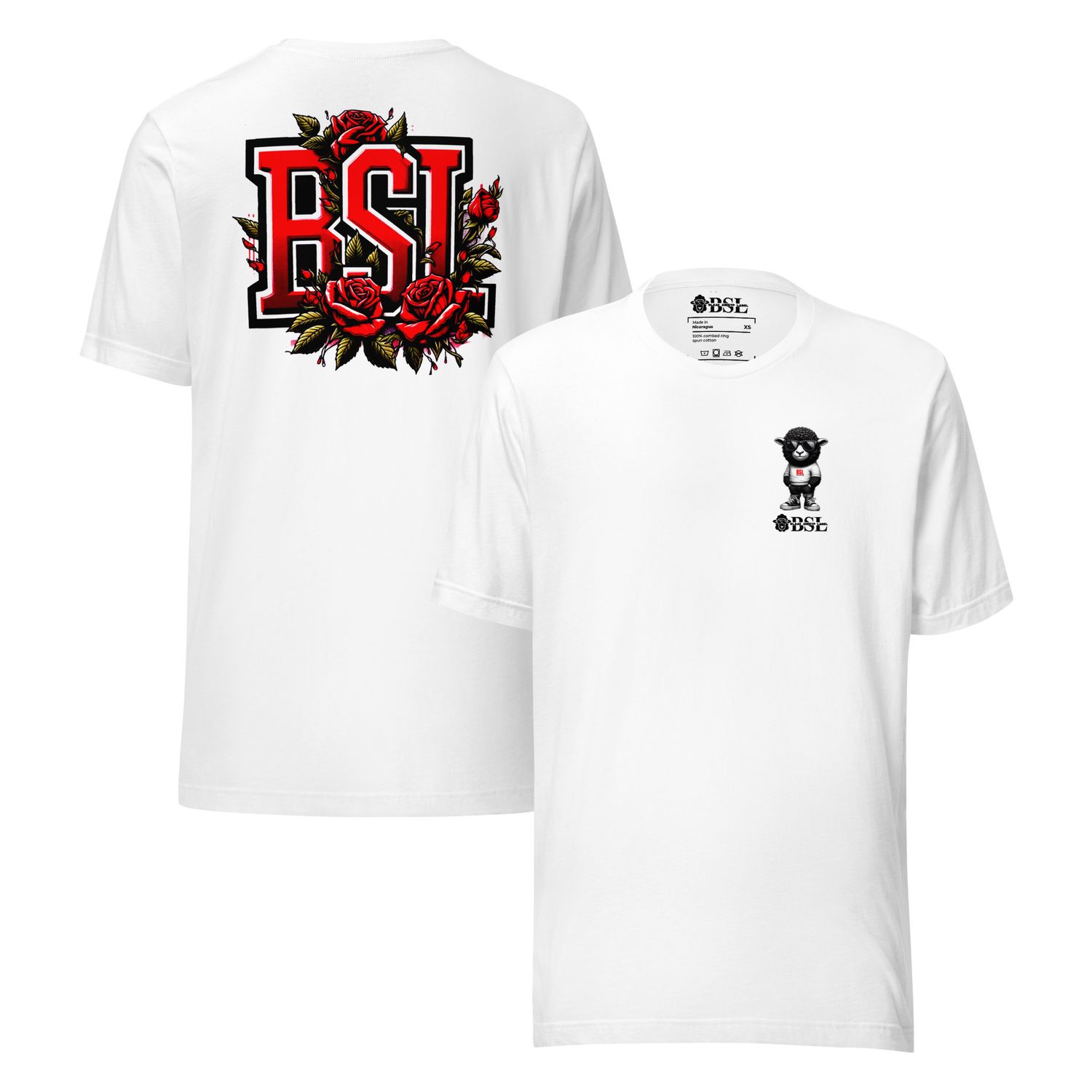 BLAAK SHEEYP LABEL (SOUTH DOWN) T SHIRT COLLECTION  FRONT/BACK (WHITE)